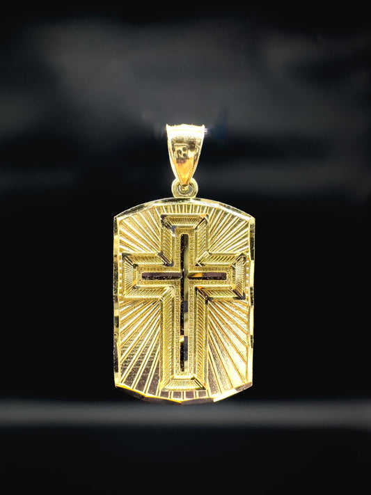 Cross Motif Pendant with Our Father Prayer (14k Yellow Gold)