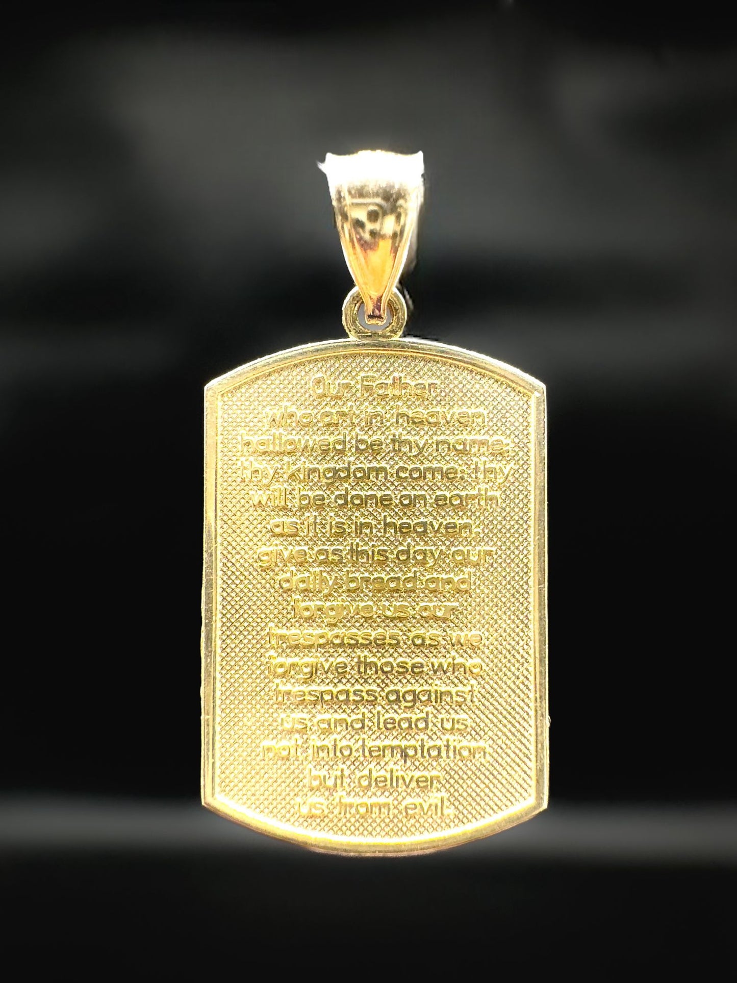 Cross Motif Pendant with Our Father Prayer (14k Yellow Gold)
